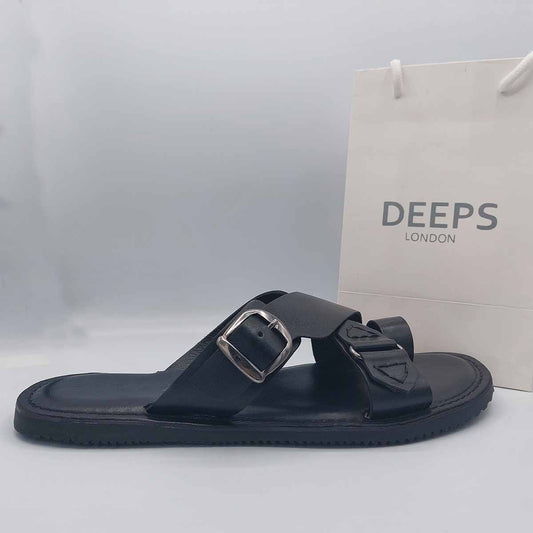 AARON MENS CASUAL GENUINE LEATHER SLIP ON SLIDER SUMMER BEACH WEAR SANDALS