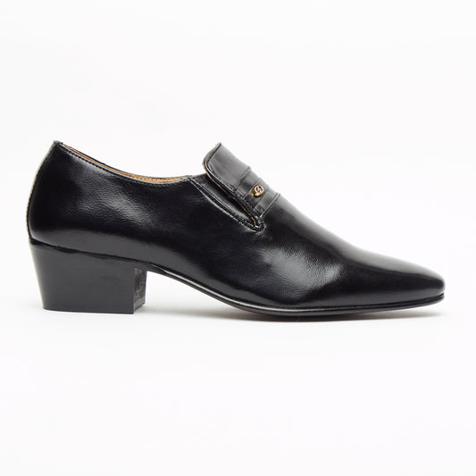LIAM MEN'S LUCINI CUBAN HEEL FORMAL CASUAL PARTY WEDDING LEATHER SHOES BLACK