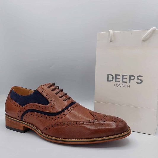 ETHAN MEN'S PATTERNED BROGUE SHOES TANNAVY
