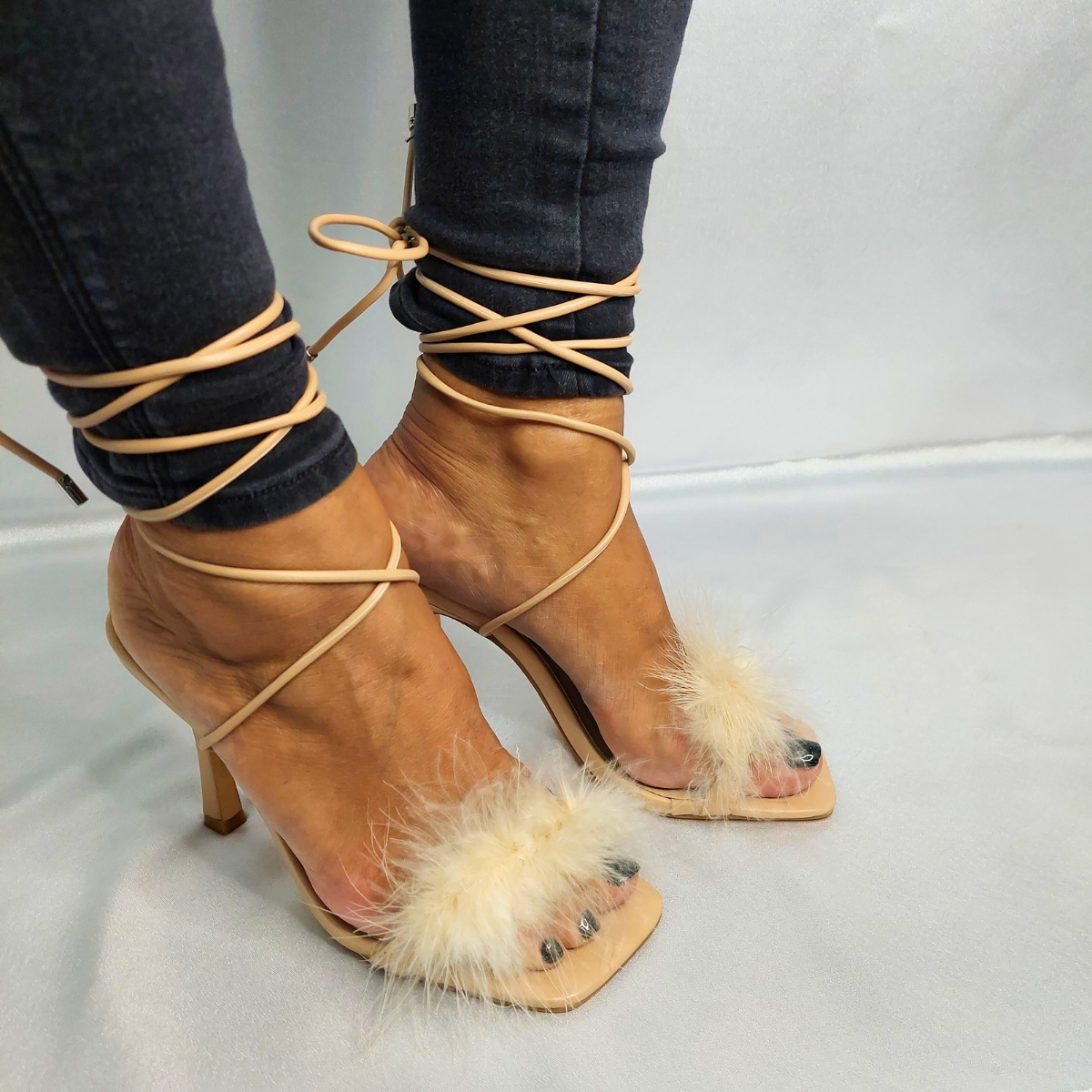 Faux suede wraparound on sale heels