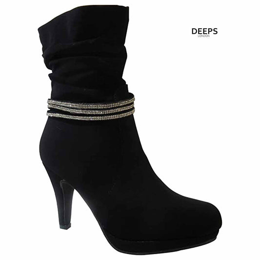 SEQUIN WOMEN’S SLOUCH MID HIGH CALF HEEL BOOTS