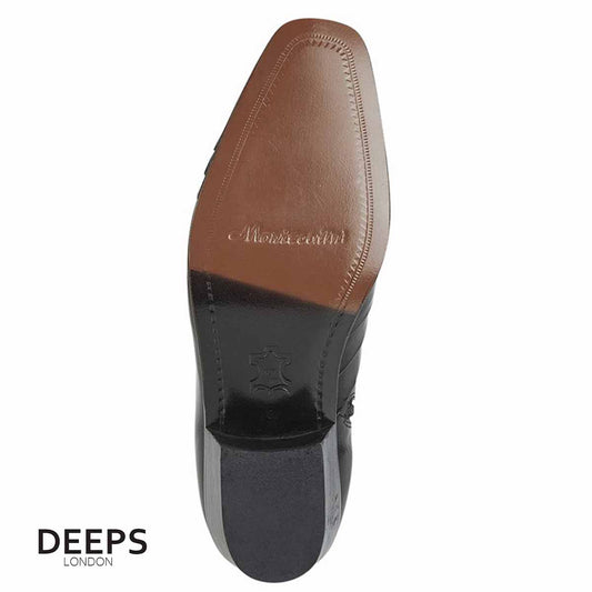 MEMPHIS - MEN'S CUBAN HEEL FORMAL CASUAL PARTY WEDDING LEATHER BOOTS WITH SIDE ZIP BLACK