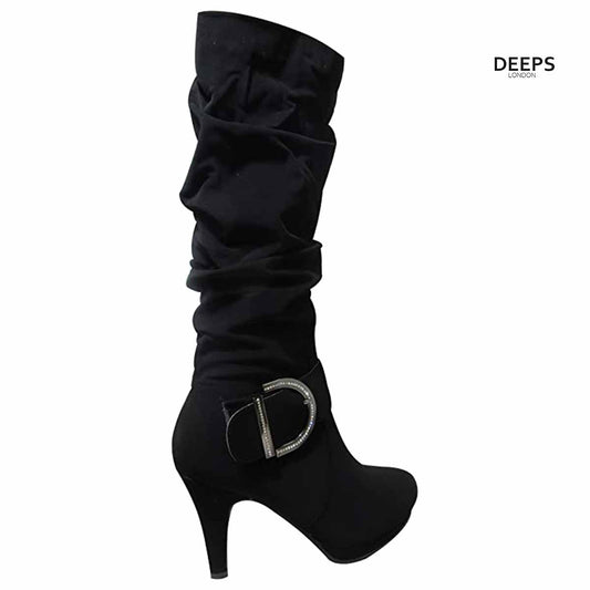 ASTER WOMEN’S SLOUCH KNEE HIGH HEEL BOOTS