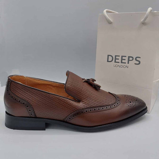 JAMIM MENS VINTAGE MOCCASIN LOAFERS WITH TASSELS AND LEATHER LINING
