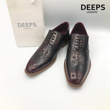 CHAD MENS BROGUE LEATHER SHOES BORDO