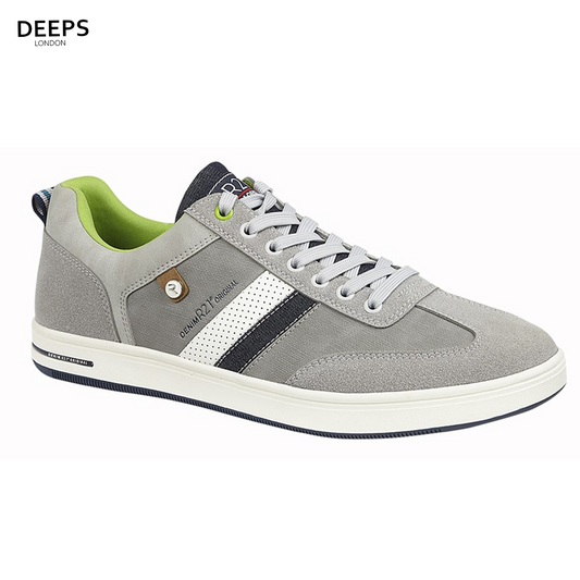 LUKE ORIGINAL DENIM COLLECTION MEN'S RETRO STYLE MEMORY FOAM TRAINERS GREY