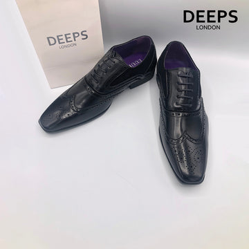 CELESTE MEN'S PATTERNED BROGUE SHOES BLACK