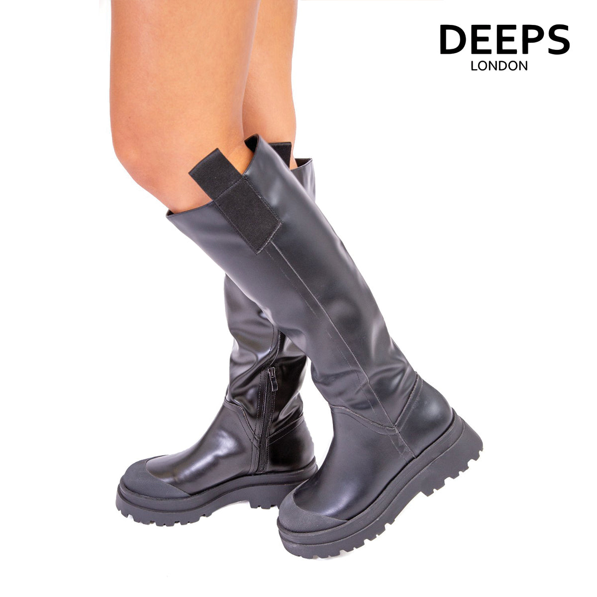 SIA CHUNKY SOLE WELLY BOOTS BLACK