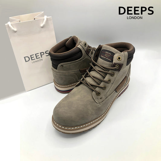 ORIGINAL DENIM COLLECTION MEN'S SYNTHETIC NUBUCK LACE UP ANKLE BOOTS HONEY
