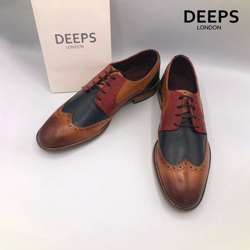 TOM  MEN'S DERBY TANRED LEATHER SHOES