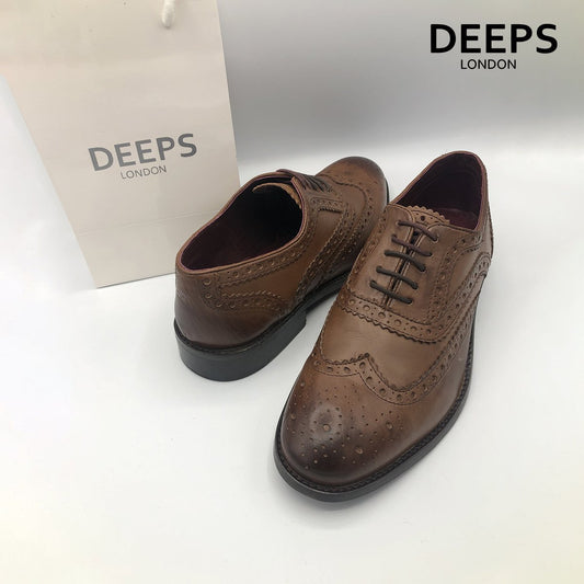 WATSON MENS LACE UP BROGUE SHOES TAN LEATHER