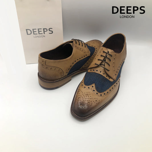 WILLIAM DERBY LONDON BROGUES HANDCRAFTED MEN'S SHOES TAN LEATHER