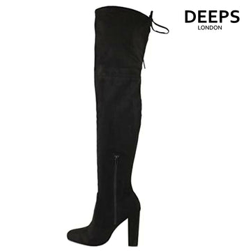 JESPER OVER THE KNEE THIGH HIGH PARTY BOOTS BLACK SUEDE