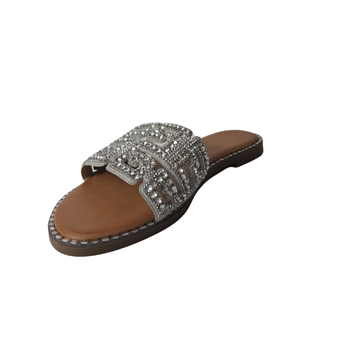 Sparkle & Stroll: Diamante Cut-Out Summer Flats - Glimmara | Women's Chic London Style | DeepsLondon