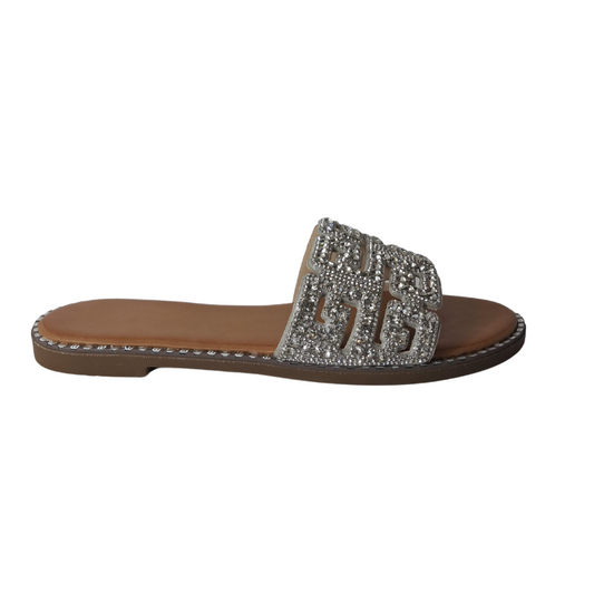 Sparkle & Stroll: Diamante Cut-Out Summer Flats - Glimmara | Women's Chic London Style | DeepsLondon