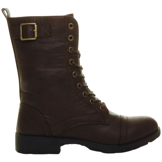 EMBER LACE-UP ARMY COMBAT ANKLE BOOTS