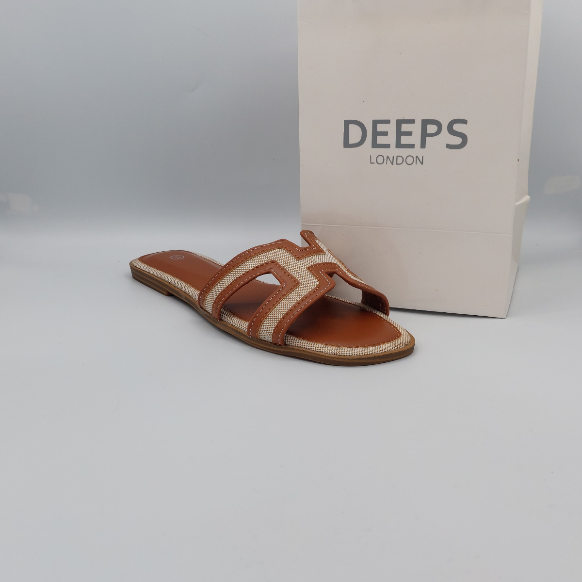 front view open toe tan flat for women everyday wear