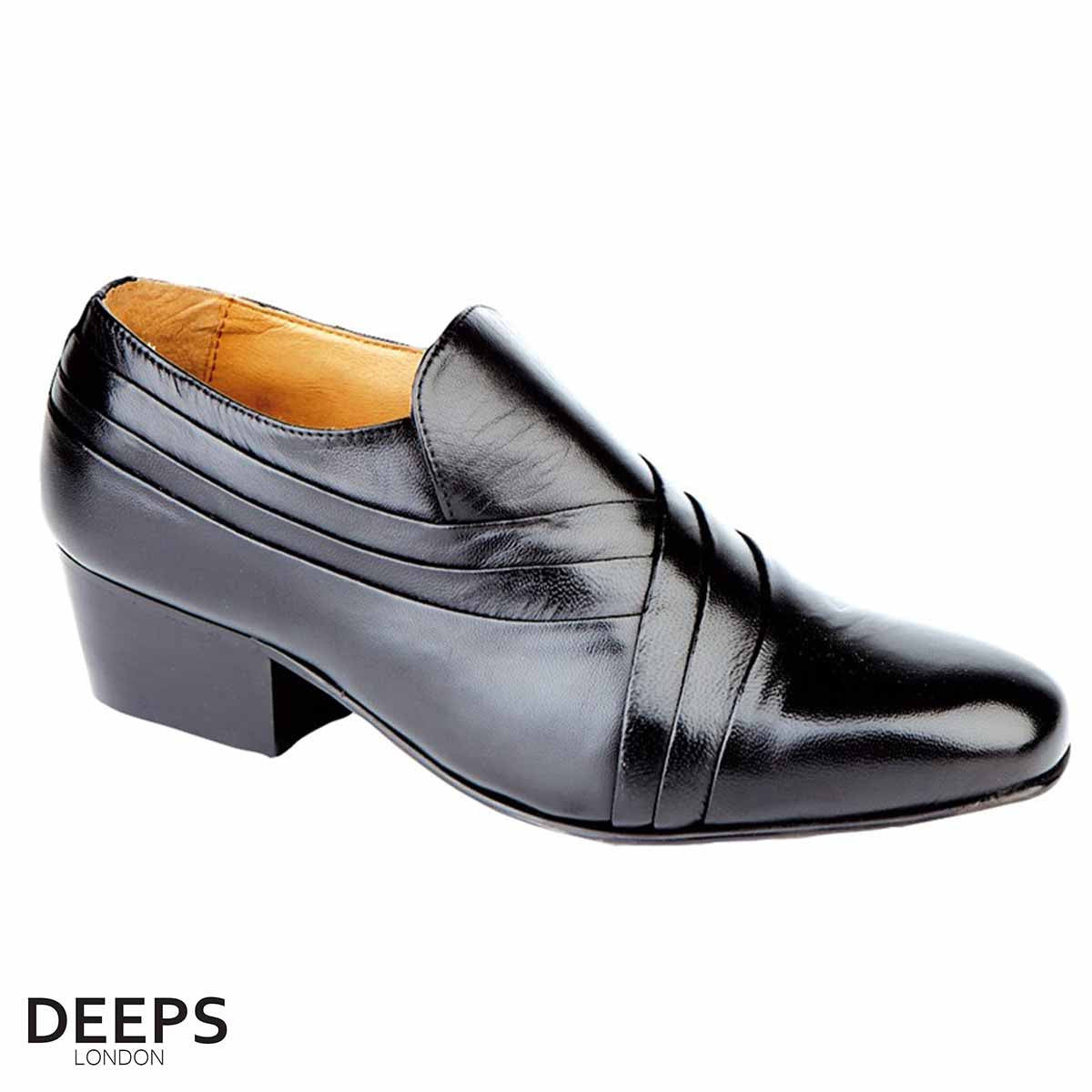 ALID - MEN'S CUBAN HEEL FORMAL CASUAL PARTY WEDDING LEATHER SHOES BLACK