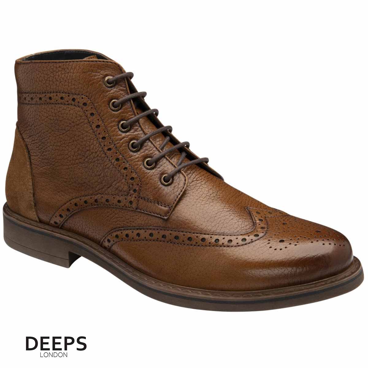 MAGNUS FRANK WRIGHT MEN'S LEATHER BROGUE ANKLE BOOTS