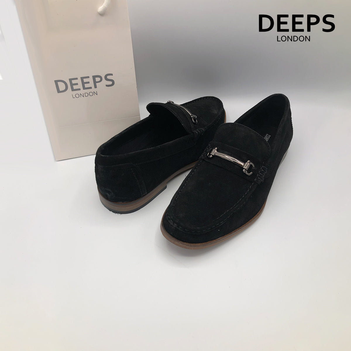 ROAMERS SLIP-ON CASUAL SUEDE DRIVING SHOES BLACK