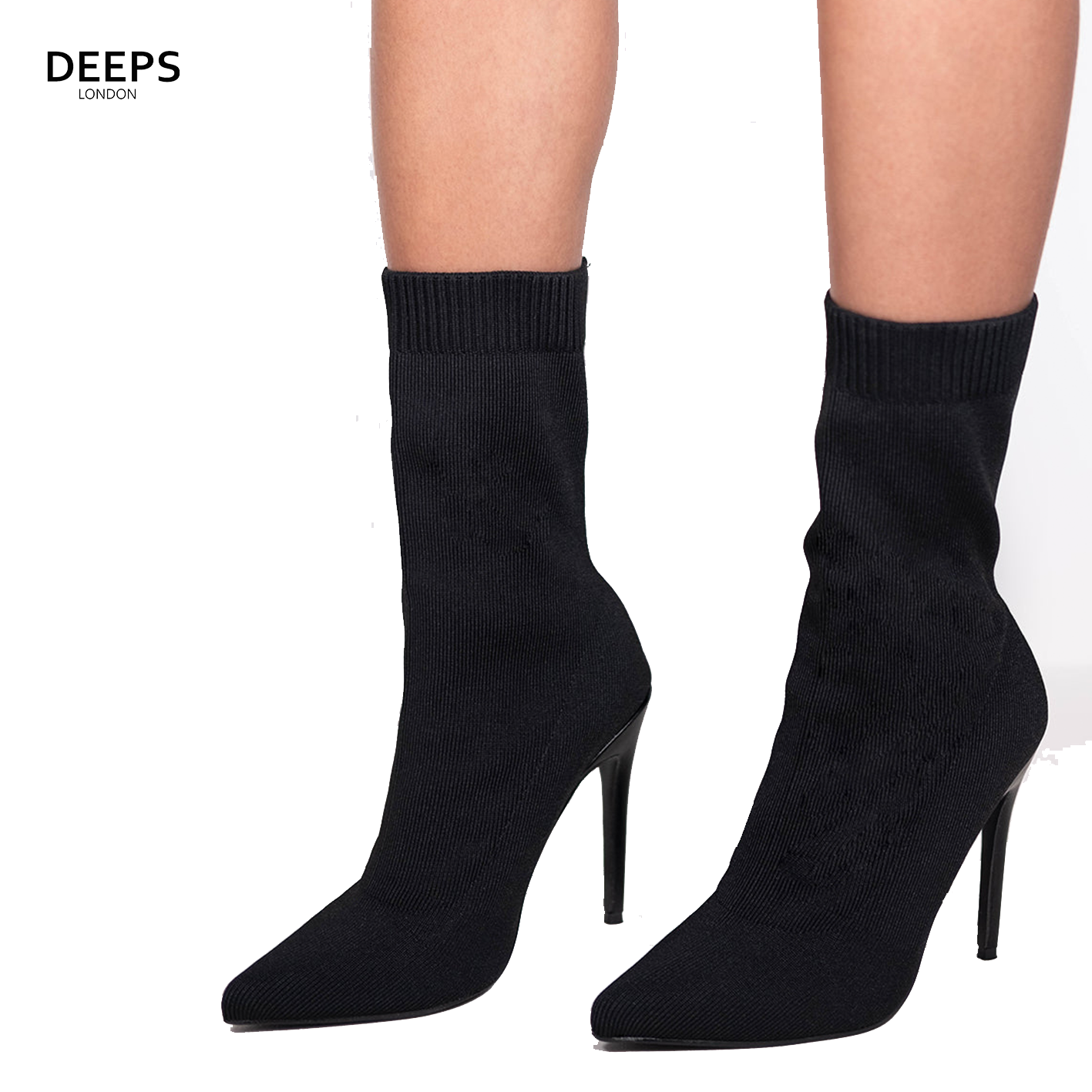 DANA ANKLE BOOTS KNITTED STILETTO HIGH HEELS BLACK
