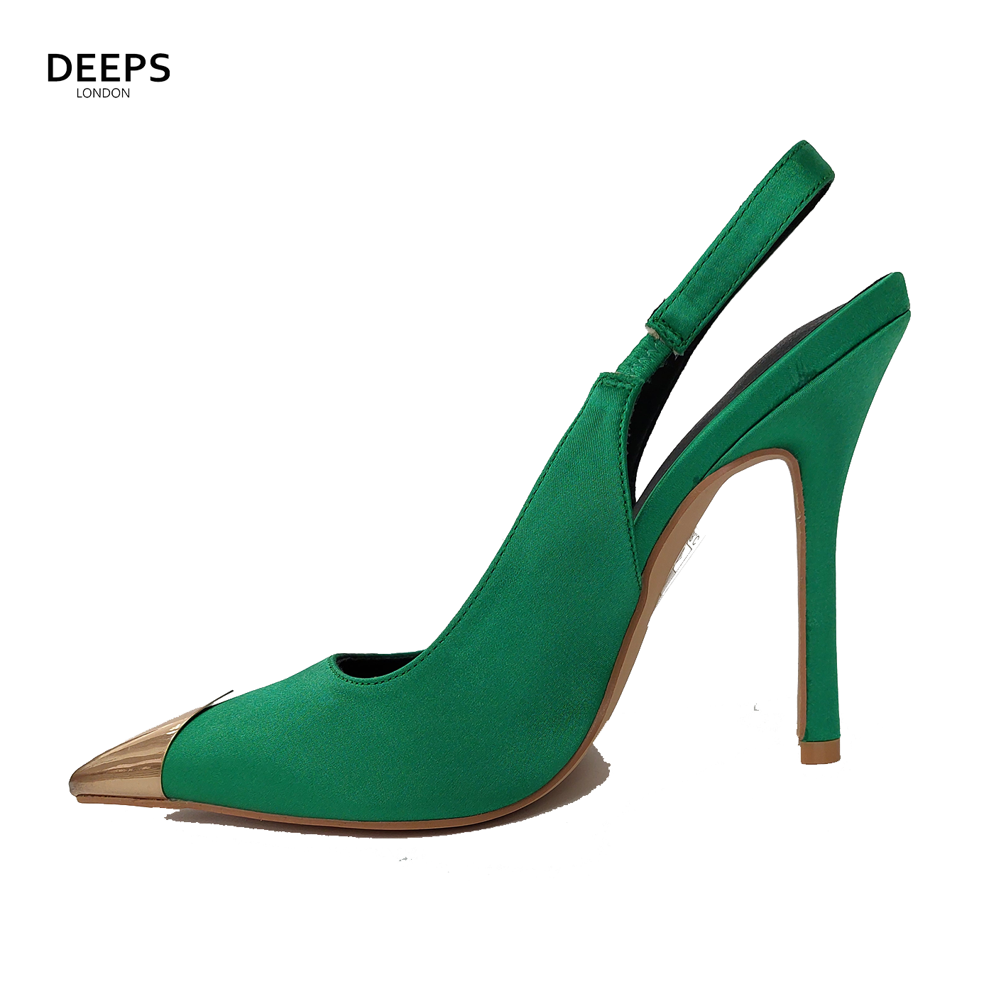 PHOEBE WOMEN POINTED TOE HIGH HEEL SANDALS WITH GOLD DEATIL IN TOE GREEN